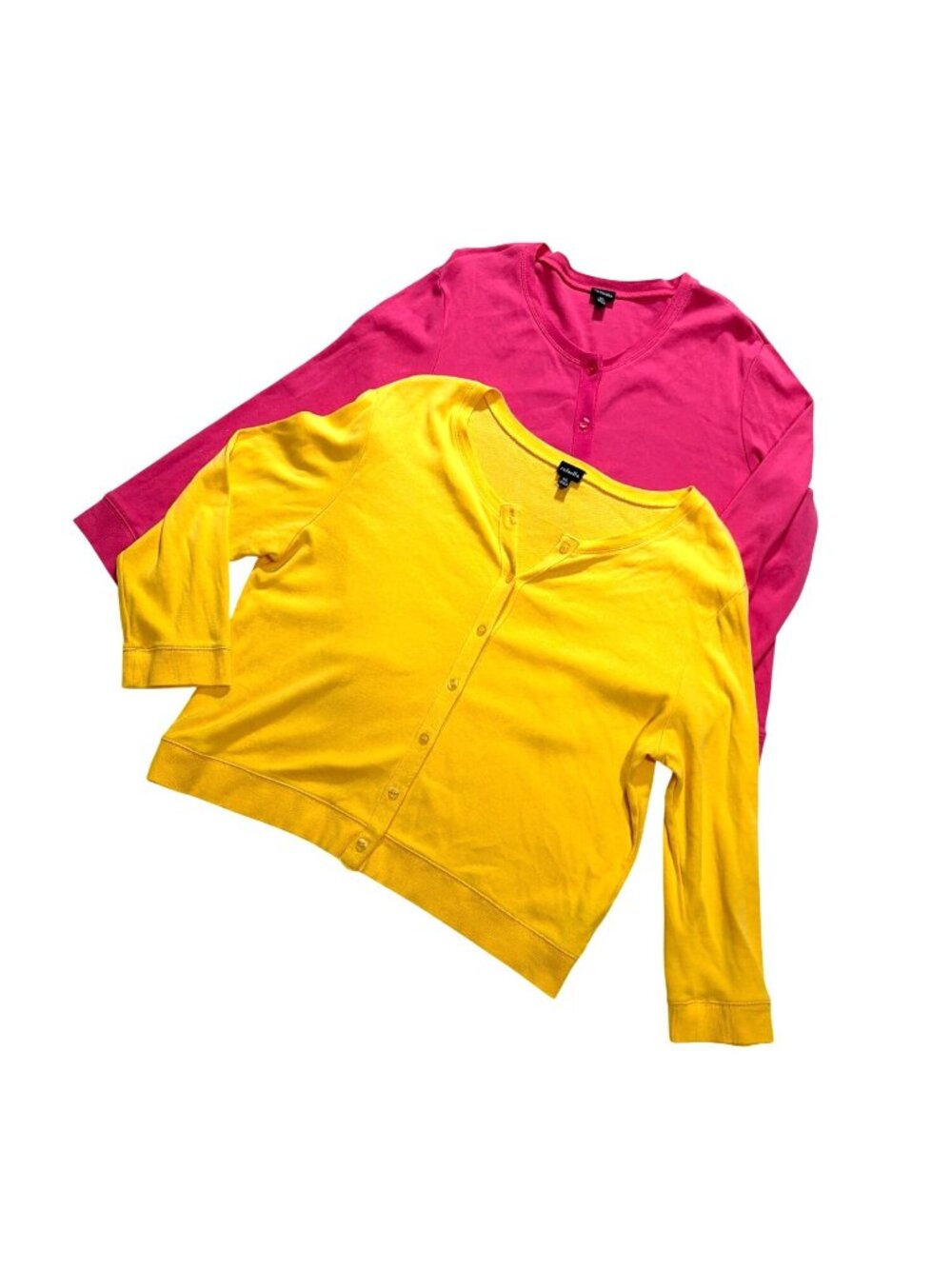 Lot 2 Rafaella Womens XL Yellow &‎ Pink Button-Down Cardigans Lightweight Knit
